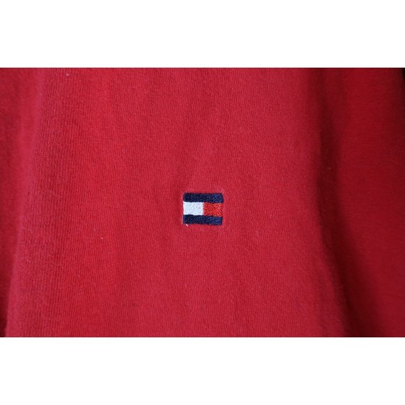 Vintage 90s Tommy Hilfiger Mens Size XL Faded Short Sleeve T-Shirt Red Cotton - Picture 4 of 8